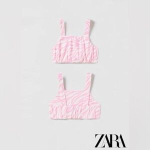 ⚜️ 2/$10 - NWT - Zara Girls Textured Pink/White Zebra Print Tank - Size 13/14